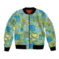 Tuvalu Manuia te Kilisimasi Bomber Jacket Pacific Patchwork Xmas Vibes - Polynesian Pride