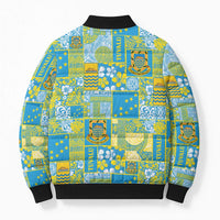 Tuvalu Manuia te Kilisimasi Bomber Puffer Jacket Pacific Patchwork Xmas Vibes - Polynesian Pride