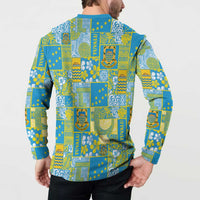 Tuvalu Manuia te Kilisimasi Button Sweatshirt Pacific Patchwork Xmas Vibes - Polynesian Pride
