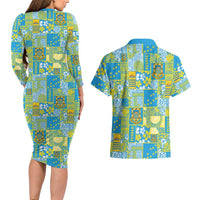 Tuvalu Manuia te Kilisimasi Couples Matching Long Sleeve Bodycon Dress and Hawaiian Shirt Pacific Patchwork Xmas Vibes LT9 - Polynesian Pride