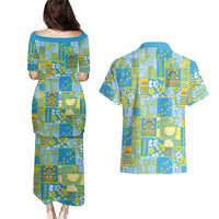 Tuvalu Manuia te Kilisimasi Couples Matching Puletasi and Hawaiian Shirt Pacific Patchwork Xmas Vibes - Polynesian Pride