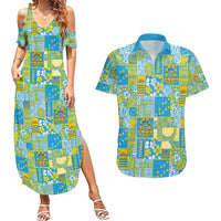 Tuvalu Manuia te Kilisimasi Couples Matching Summer Maxi Dress and Hawaiian Shirt Pacific Patchwork Xmas Vibes - Polynesian Pride