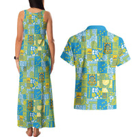 Tuvalu Manuia te Kilisimasi Couples Matching Tank Maxi Dress and Hawaiian Shirt Pacific Patchwork Xmas Vibes LT9 - Polynesian Pride