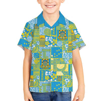 Tuvalu Manuia te Kilisimasi Family Matching Tank Maxi Dress and Hawaiian Shirt Pacific Patchwork Xmas Vibes LT9 Son's Shirt Green - Polynesian Pride
