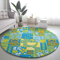 Tuvalu Manuia te Kilisimasi Round Carpet Pacific Patchwork Xmas Vibes - Polynesian Pride