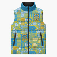 Tuvalu Manuia te Kilisimasi Sleeveless Puffer Jacket Pacific Patchwork Xmas Vibes - Polynesian Pride