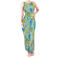 Tuvalu Manuia te Kilisimasi Tank Maxi Dress Pacific Patchwork Xmas Vibes LT9 Women Green - Polynesian Pride