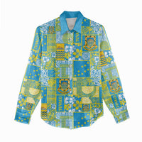 Tuvalu Manuia te Kilisimasi Women Casual Shirt Pacific Patchwork Xmas Vibes - Polynesian Pride