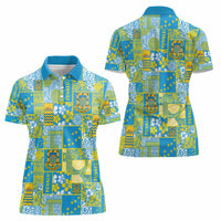 Tuvalu Manuia te Kilisimasi Women Polo Shirt Pacific Patchwork Xmas Vibes - Polynesian Pride