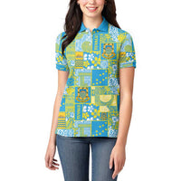 Tuvalu Manuia te Kilisimasi Women Polo Shirt Pacific Patchwork Xmas Vibes - Polynesian Pride
