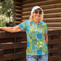 Tuvalu Manuia te Kilisimasi Women Polo Shirt Pacific Patchwork Xmas Vibes - Polynesian Pride