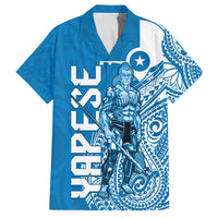 Yap Day 1 March Family Matching Summer Maxi Dress and Hawaiian Shirt Micronesia Yapese Warrior LT9 Dad's Shirt - Short Sleeve Blue - Polynesian Pride