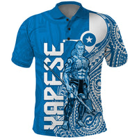 Yap Day 1 March Polo Shirt Micronesia Yapese Warrior LT9 Blue - Polynesian Pride