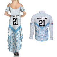 Fiji Football Custom Couples Matching Summer Maxi Dress and Long Sleeve Button Shirt Bula Boys Go Champions LT9 - Polynesian Pride