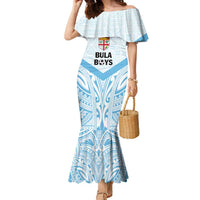 Fiji Football Custom Family Matching Mermaid Dress and Hawaiian Shirt Bula Boys Go Champions LT9 Mom's Dress Blue - Polynesian Pride