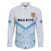 Fiji Football Custom Family Matching Short Sleeve Bodycon Dress and Hawaiian Shirt Bula Boys Go Champions LT9 Dad's Shirt - Long Sleeve Blue - Polynesian Pride