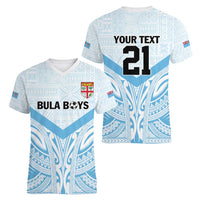 Fiji Football Custom Women V-Neck T-Shirt Bula Boys Go Champions