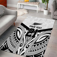 New Zealand Football Custom Area Rug All White Fern Go Champions