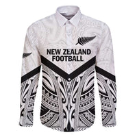 New Zealand Football Custom Family Matching Long Sleeve Bodycon Dress and Hawaiian Shirt All White Fern Go Champions LT9 Dad's Shirt - Long Sleeve White - Polynesian Pride