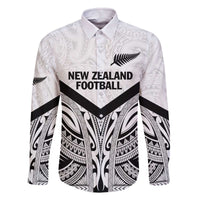 New Zealand Football Custom Family Matching Off The Shoulder Long Sleeve Dress and Hawaiian Shirt All White Fern Go Champions