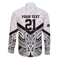 New Zealand Football Custom Family Matching Off The Shoulder Long Sleeve Dress and Hawaiian Shirt All White Fern Go Champions