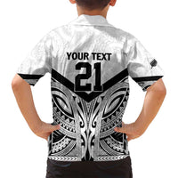 New Zealand Football Custom Family Matching Off Shoulder Short Dress and Hawaiian Shirt All White Fern Go Champions LT9 - Polynesian Pride