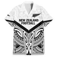 New Zealand Football Custom Family Matching Off Shoulder Short Dress and Hawaiian Shirt All White Fern Go Champions LT9 Dad's Shirt - Short Sleeve White - Polynesian Pride