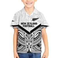 New Zealand Football Custom Family Matching Tank Maxi Dress and Hawaiian Shirt All White Fern Go Champions LT9 Son's Shirt White - Polynesian Pride