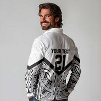 New Zealand Football Custom Long Sleeve Polo Shirt All White Fern Go Champions