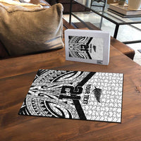 New Zealand Football Custom Puzzle All White Fern Go Champions - Polynesian Pride