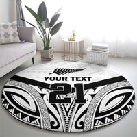 New Zealand Football Custom Round Carpet All White Fern Go Champions
