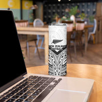 New Zealand Football Custom Skinny Tumbler All White Fern Go Champions LT9 - Polynesian Pride