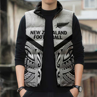 New Zealand Football Custom Sleeveless Puffer Jacket All White Fern Go Champions - Polynesian Pride