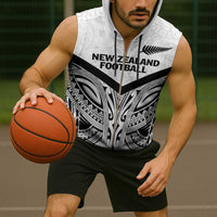 New Zealand Football Custom Sleeveless Zip Hoodie All White Fern Go Champions LT9 - Polynesian Pride