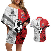 New Caledonia-Tahiti Football Custom Couples Matching Off Shoulder Short Dress and Hawaiian Shirt Together Go Champions LT9 Art - Polynesian Pride