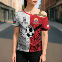 New Caledonia-Tahiti Football Custom Cross Shoulder Shirt Together Go Champions - Polynesian Pride