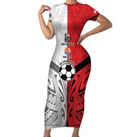 New Caledonia-Tahiti Football Custom Family Matching Short Sleeve Bodycon Dress and Hawaiian Shirt Together Go Champions LT9 Mom's Dress Art - Polynesian Pride
