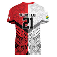 New Caledonia-Tahiti Football Custom Women V-Neck T-Shirt Together Go Champions LT9 - Polynesian Pride
