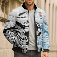 New Zealand-Fiji Football Custom Bomber Puffer Jacket Together Go Champions - Polynesian Pride