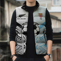 New Zealand-Fiji Football Custom Sleeveless Puffer Jacket Together Go Champions - Polynesian Pride