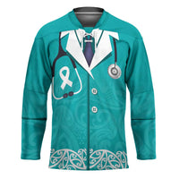 New Zealand Nurses Week Hockey Jersey Maori Kowhaiwhai Cyan Tribal LT9 Unisex Cyan - Polynesian Pride