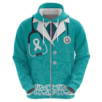 New Zealand Nurses Week Hoodie Maori Kowhaiwhai Cyan Tribal LT9 - Polynesian Pride