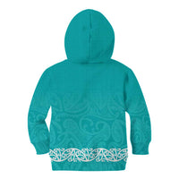 New Zealand Nurses Week Kid Hoodie Maori Kowhaiwhai Cyan Tribal