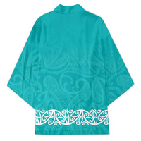 New Zealand Nurses Week Kimono Maori Kowhaiwhai Cyan Tribal LT9 - Polynesian Pride
