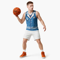 New Zealand Nurses Week Basketball Jersey Maori Kowhaiwhai Blue Tribal LT9 - Polynesian Pride