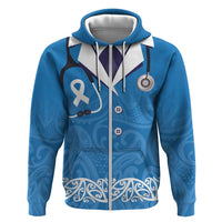 New Zealand Nurses Week Hoodie Maori Kowhaiwhai Blue Tribal LT9 Zip Hoodie Blue - Polynesian Pride