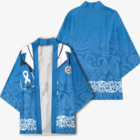 New Zealand Nurses Week Kimono Maori Kowhaiwhai Blue Tribal