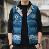 New Zealand Nurses Week Sleeveless Puffer Jacket Maori Kowhaiwhai Blue Tribal