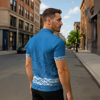 New Zealand Nurses Week Zipper Polo Shirt Maori Kowhaiwhai Blue Tribal LT9 - Polynesian Pride