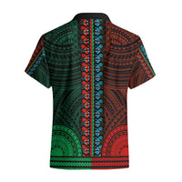 African Dashiki Hawaiian Shirt With Polynesian Pattern - Half Green and Red LT9 - Polynesian Pride